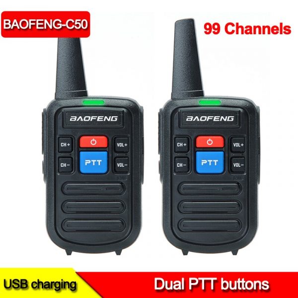 Hotsale Baofeng BF-C50 Dual PTT Buttons 99 Channels Mini Walkie Talkie
