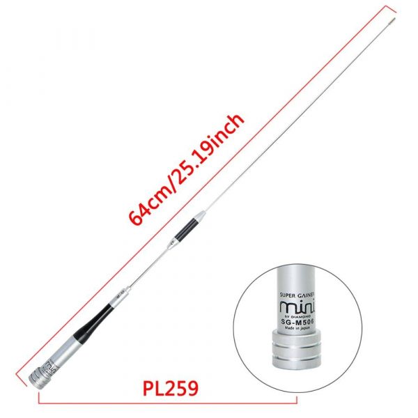 Dual Band UHF/VHF Diamond SG M506 64cm High Gain Mobile Car Radio Antenna - Image 2