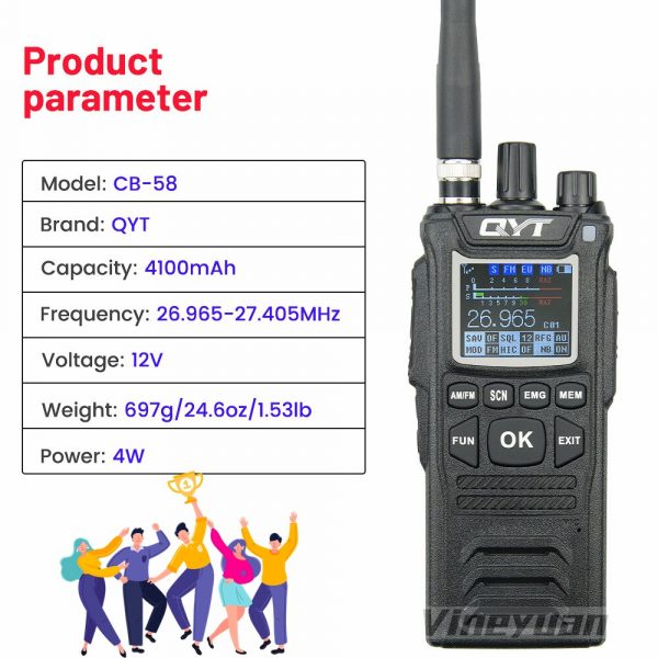 QYT CB58 Newly Launched Citizen Band Radio 27MHz FM AM QYT CB-58 Handheld CB Radio - Image 3
