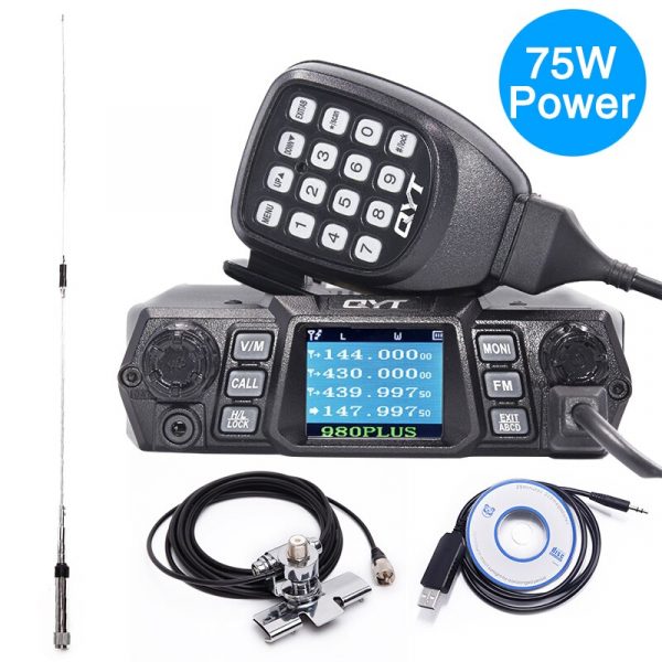 75W High Power QYT 980Plus Kits Cable Bluetooth Mic QYT KT-980 PLUS Ham Car Radio
