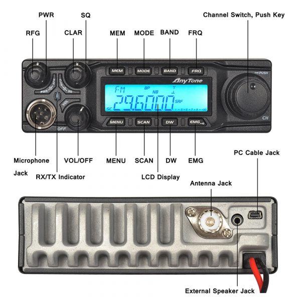 AnyTone AT-6666 Mobile Transceiver CB Radio Station for Truck with SSB(PEP)/FM/AM/PA Mode - Image 5