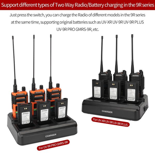 Multi Gang Charger Double Rows Six Way Charger for Baofeng UV9R Plus Pro BF-9700 A58 etc - Image 2