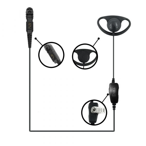 D Shape PTT Mic Earhook Earpiece for Motorola XPR3300 XPR3500 XPR3500e DEP500e DP2400 DP2600 Portable Radio Headset - Image 3