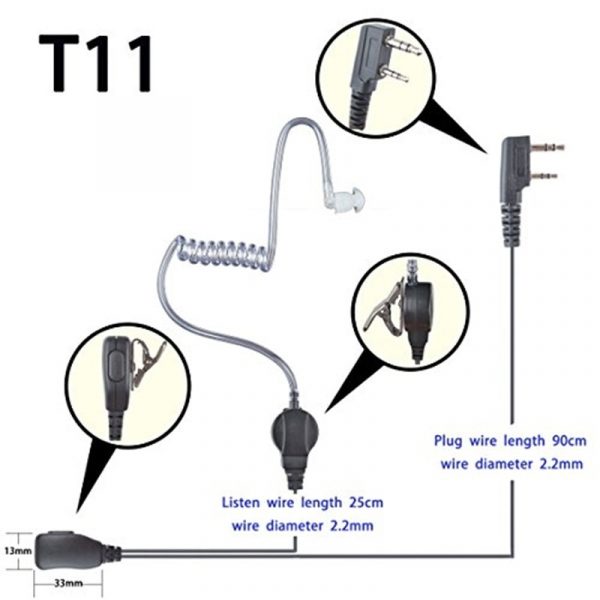 1-wire Headset Mic for Kenwood NX220 NX320 NX420 TK208 TK248 TK2312 TK2360 TK3300 TK3160 TK3400 - Image 3