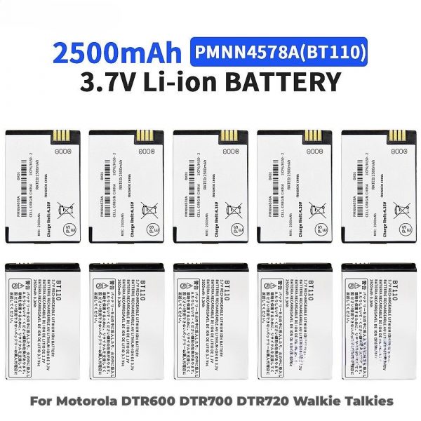 10PCS BT110 Battery 2500mAh PMNN4578A PMNN4578 Lithium Ion Battery for Motorola DTR600 DTR700 DTR720 Two Way Radio