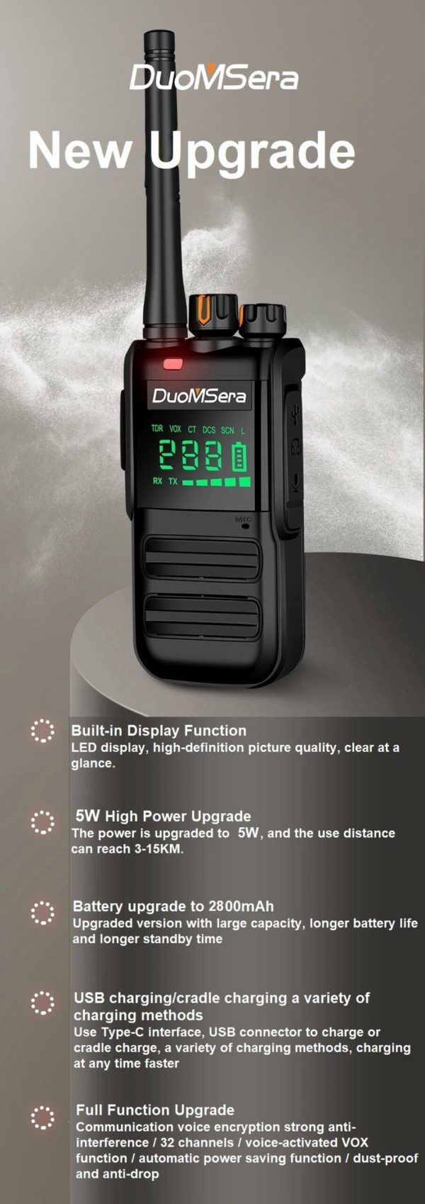 DMS-S618 UHF 400-480MHz Wireless Handheld Transceiver - Image 2