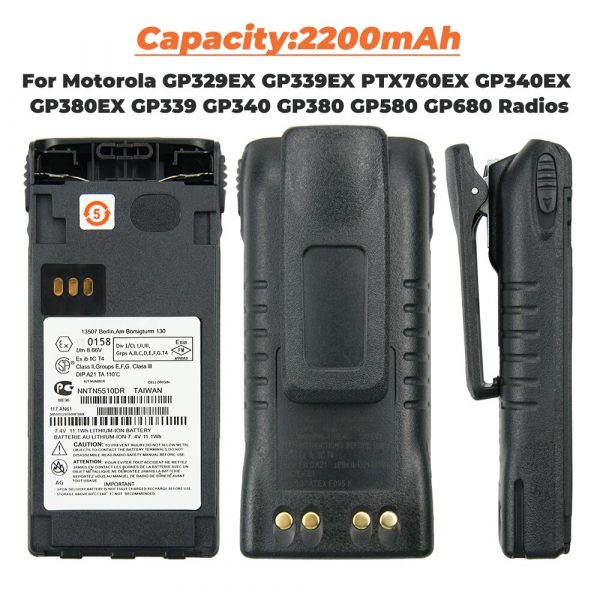 Upgrade High Capacity 2200mAh NNTN5510DR ATEX Battery for Motorola Two-way Radios