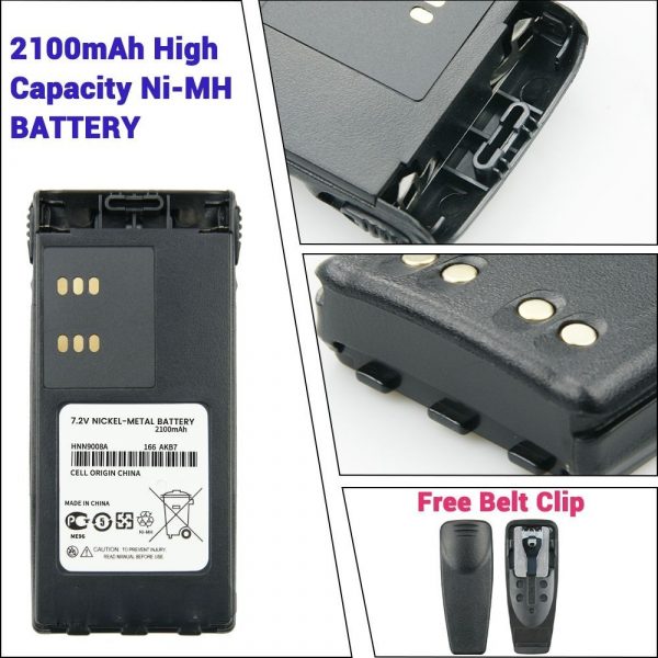 Replacement Battery HNN9008A 2100mAh NI-MH for Motorola GP140 GP380 HT750 HT1250 HT1500 GP328 GP338 GP320 MTX8250 Two Way Radio