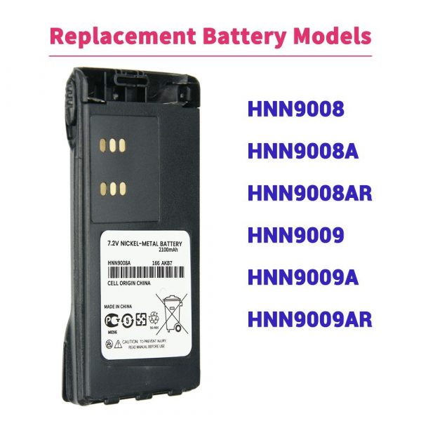 Replacement Battery HNN9008A 2100mAh NI-MH for Motorola GP140 GP380 HT750 HT1250 HT1500 GP328 GP338 GP320 MTX8250 Two Way Radio - Image 2