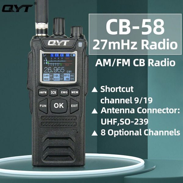 New QYT CB-58 CB Radio 26.965-27.405MHz Portable Transceiver 4W 40 Channels AM/FM Citizen Band Radio