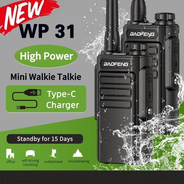 1/2pcs Baofeng WP31 Waterproof Type-C Charging UHF 400-470MHz Two way Radio Upgrade Of BF-888S