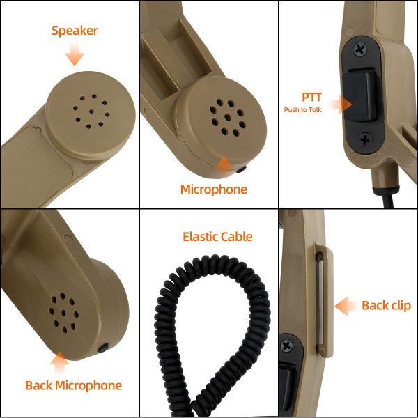 Black Tan H250 Baofeng Kenwood Walkie-talkie 2 Pin Shoulder Microphone PTT Military Handheld Speaker Microphone - Image 6