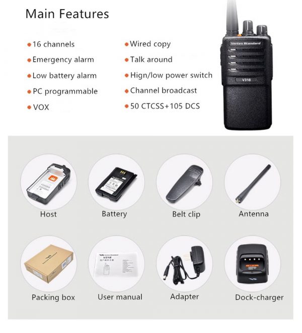 Vertex Standard V318 UHF Handheld Professional Radio For Civil Hotel Business Long-distance Communication Walkie Talkie - Image 2