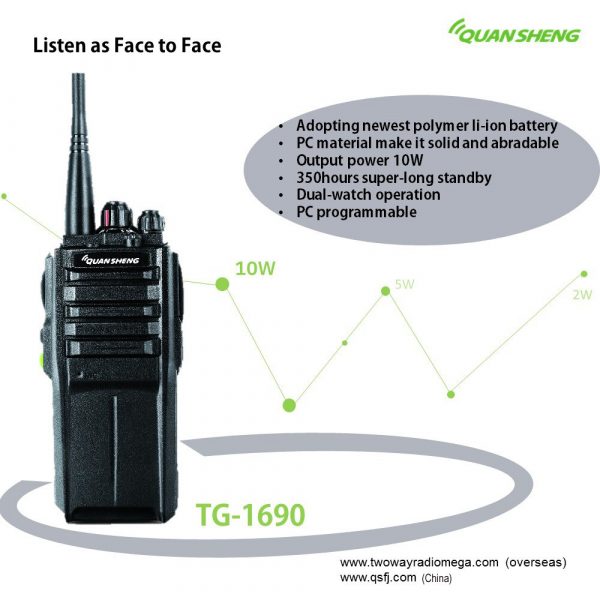 10W Portable Transceiver Quansheng TG-1690 UHF Portable Wireless Intercom Walkie-Talkies CB Communicador Radio E