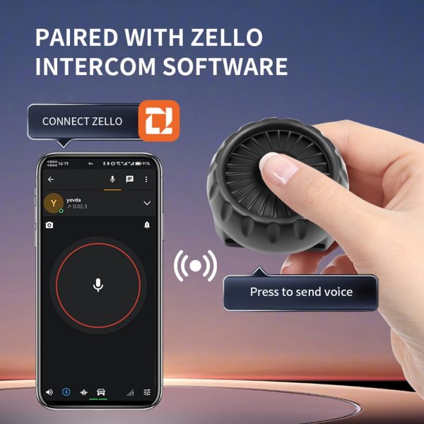 Wireless Bluetooth PTT Walkie Talkie Control Button for ZELLO Wireless Microphone Speaker with Strap for IOS Android Phone - Image 2