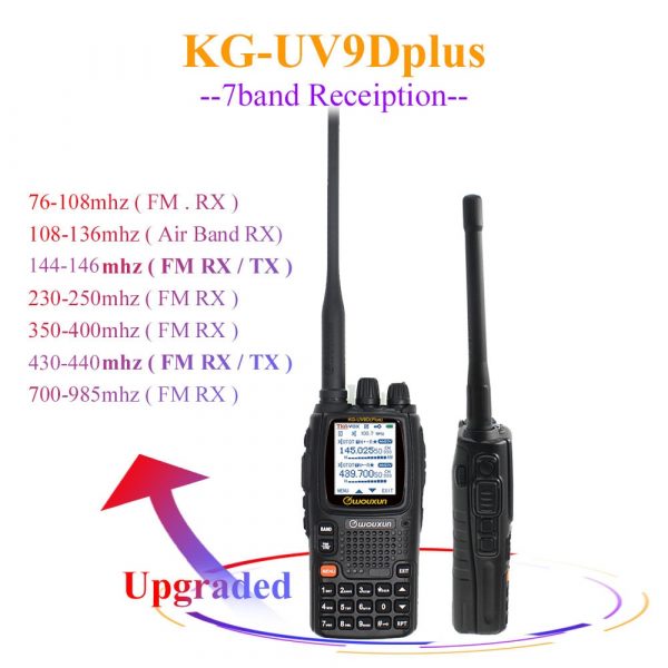 Wouxun KG-UV9D Plus WalkieTalkie Multi Bands kg-uv9d Plus Radio Station 76-174/230-250/350-512/700-985MHz FM Transceiver