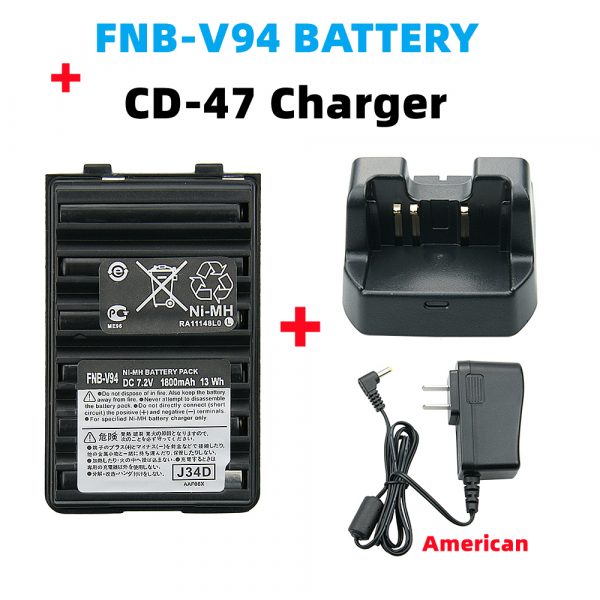 Desktop Battery Rapid Charger +Battery FNB-V94 for Yaesu Radios FT-60R FT-270R Vertex Vx-168 VX-180 VX-120 HX600S etc