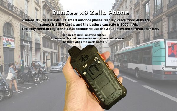 IP68 Waterproof walkie talkie Rungee X9 4G Lte Zello Smart Phone 1GB+8GB Android 8.1 WiFi hotspot GPS Bluetooth Dual SIM FM PTT - Image 3