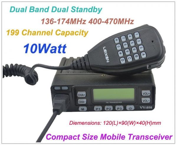 Hotsale Mini Mobile Transceiver VV-898 Compact Size Dual Band 10W Car radio