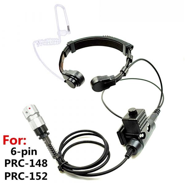 PRC152 Walkie Talkie U94 Neck Throat Mic Earpiece Radio Tactical Headset for TRI TCA/AN PRC-148 PRC152 Walkie Talkie 6-PIN