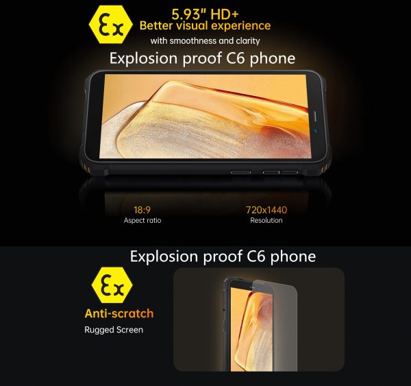 Rungee C6 Explosion proof IP68 Waterproof Zello PTT Smartphone 5.93" HD 4G+64G Android 12 Mobile Phone 20M Quad Core Cell phone - Image 4