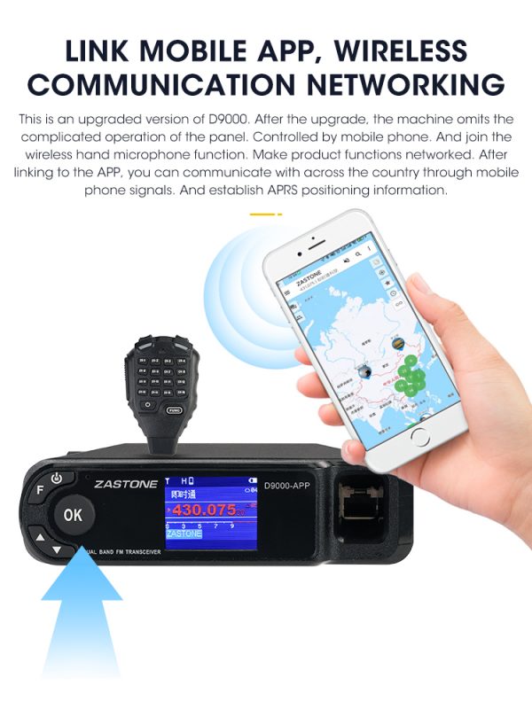 ZASTONE D9000APP 50W Mobile Transceiver Link to Phone App Dual Band UHF VHF off-road Vehicle Walkie Talkie - Image 3