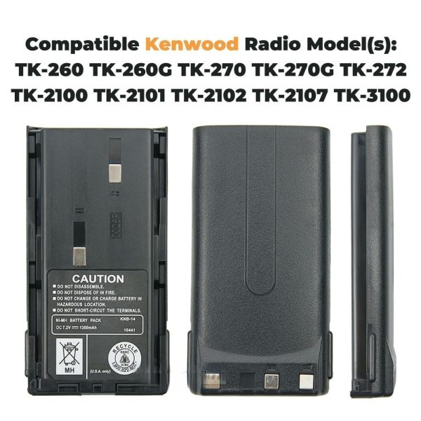 1300mAh KNB-14 Battery for Kenwood TK260G TK360G TK272G TK-370 TK372G TK2100 TK3100 etc Two Way Radios Replacement Battery - Image 2