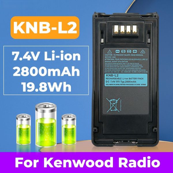2800mAh KNB-L2 Battery for Kenwood VP6430 TK-5320 NX-5000 NX-5200 NX-5300 NX-5400 Series Radios Replacement Li-ion Battery