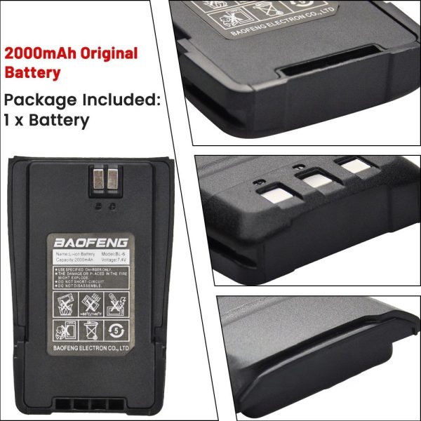 Original Baofeng UV-6 Battery BL-6 2000mAh 7.4V Li-ion Battery for Baofeng UV6 UV-6D Walkie Talkie Rechargeable Battery - Image 3