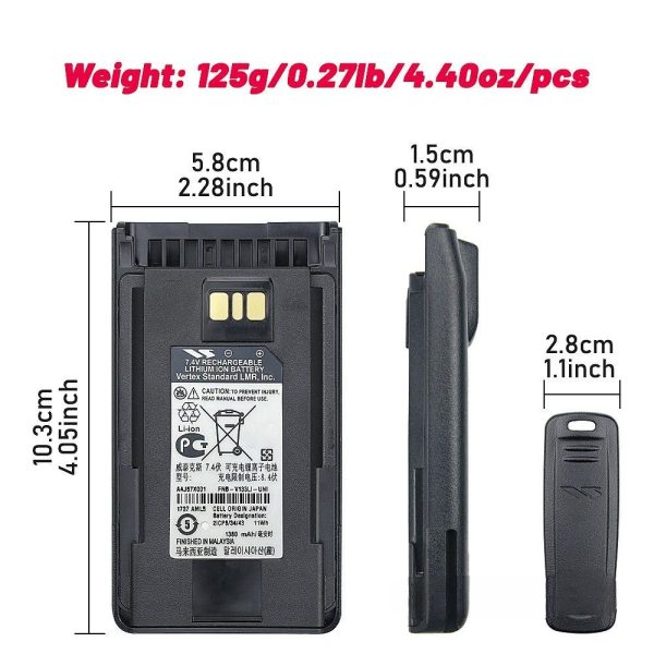 AAJ67X001 FNB-V133Li OEM Battery for Vertex Standard EVX-231 EVX-261 VX-451 VX-454 EVX-530 EVX-531 Radios Battery with Belt Clip - Image 4