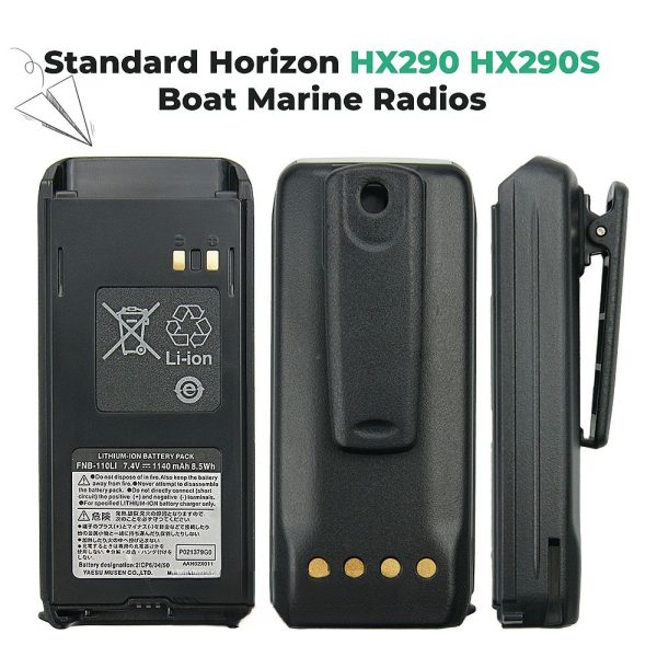 7.4v 1140mAh FNB-110LI Li-ion Battery for Standard Horizon HX290 HX290S Marine Walkie-talkie Rechargeable Battery with Belt Clip - Image 2