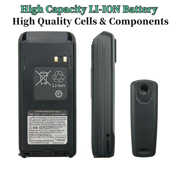 7.4v 1140mAh FNB-110LI Li-ion Battery for Standard Horizon HX290 HX290S Marine Walkie-talkie Rechargeable Battery with Belt Clip - Image 4