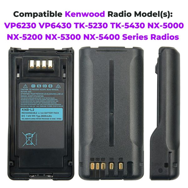 2800mAh KNB-L2 Battery for Kenwood VP6430 TK-5320 NX-5000 NX-5200 NX-5300 NX-5400 Series Radios Replacement Li-ion Battery - Image 2