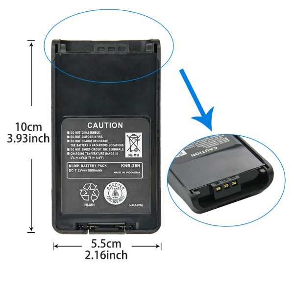 KNB-26N 1800mAh Ni-MH Battery Extended Replacement for Kenwood TK-2140 TK-3140 Two Way Radio - Image 4