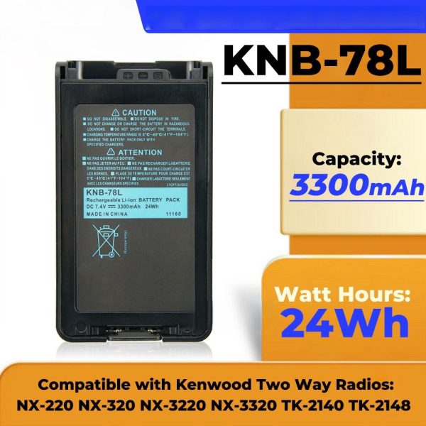 KNB-78L KNB-55L 3300mAh Replacement Battery for Kenwood TK-3360  TK-3160 TK-2170  TK-3170 NX-220 NX-320 TK-3140 TK-2160 Walkie Talkie