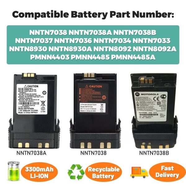 2400mAh PMNN4807A Spare Battery for Motorola R7 R7a MNN4808A PMNN4809 PMNN4810 Slim Li-ion Battery - Image 2