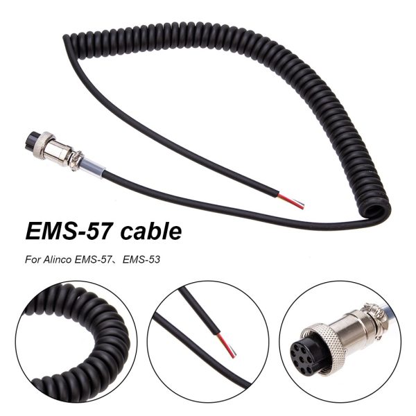 8 Pin Mic Cable Cord VHF/UHF Band Round Plug Microphone Extension Cable Replacement Walkie Talkie Parts for Alinco EMS-57 EMS-53 Hand Microphone