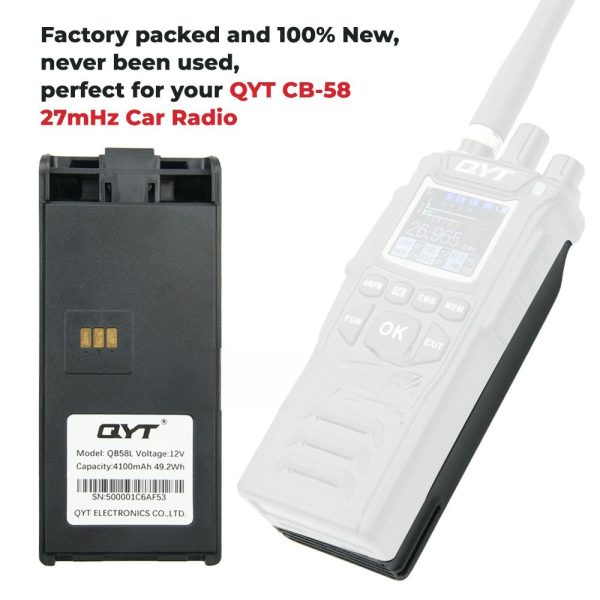 Original QYT 4100mAh Battery for 27MHz CB Walkie Talkie QYT CB-58 Portable Citizen Band Two Way Radio with Belt Clip - Image 2