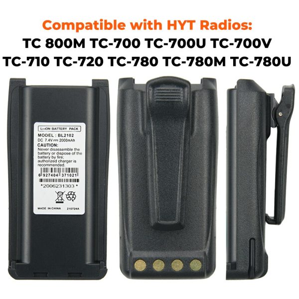2000mAh BL-1703 BL1801 BL2102 Battery for HYT TC700 TC710 TC780 TC780M Two Way Radios Battery - Image 2
