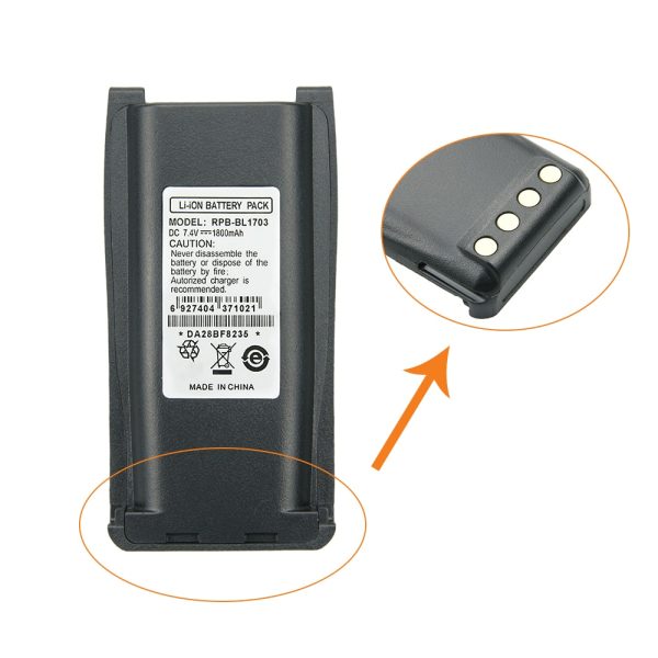 2X Replacement Battery for HYT RPU7500 RPV7500 PN BH1801 BL1703 BL1703Li BL2102 BL1703 - Image 4