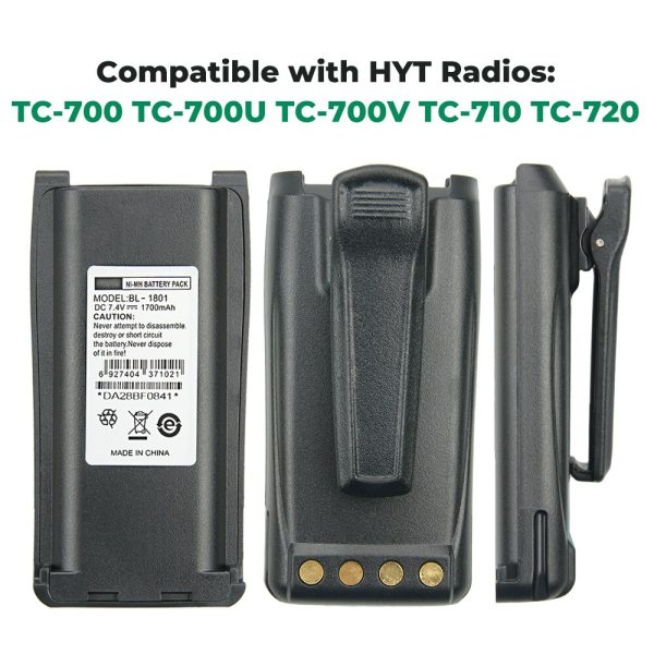 BL1801 1700mAh NI-MH Replace Battery for HYT TC700 TC710 TC780 TC780M Two Way Radios Battery - Image 4