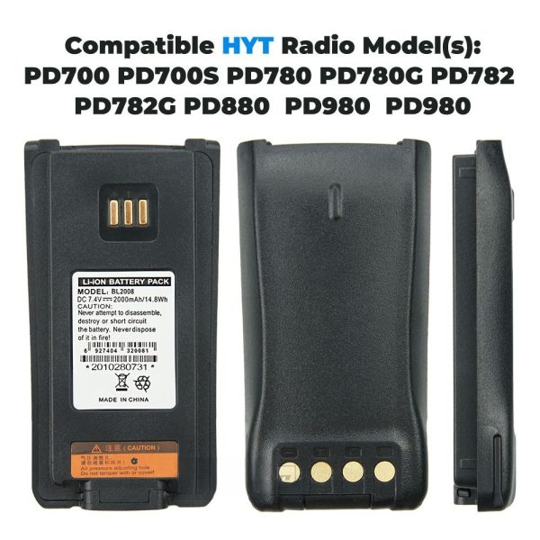 2000mAh BL2008 Battery for Hytera PD700/700S PD780 PD780G PD880 PD980 PD980(Thick) Radio Rapid Battery Charger - Image 3