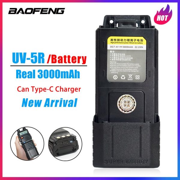 Baofeng UV-5R Battery Type-C/USB-C BL-5R 2600mAh/3000mAh Battery for Baofeng BF-F8 uv5r UV-5RE UV-5RA 5RB etc Radios - Image 2