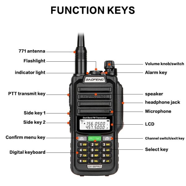 Baofeng UV98 Pro IP68 Waterproof Marine Walkie Talkie 10W 5800mAh - Image 5
