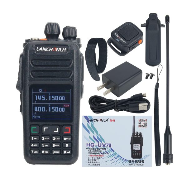 HG-UV78 10W Dual Band VHF UHF Handheld Radio with PTT Bluetooth Ring Button