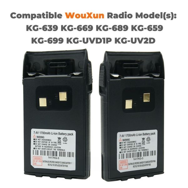 7.4V 1700mAh 1A17 KG-3 Li-Ion Battery for WouXun KG-UVD1P KG-UV6D KG-659 KG-699 KG-689 Radio Battery with Belt Clip - Image 3