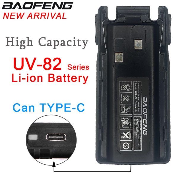 Fit for Baofeng UV-82 Radio Series Battery Type-C New Arrival
