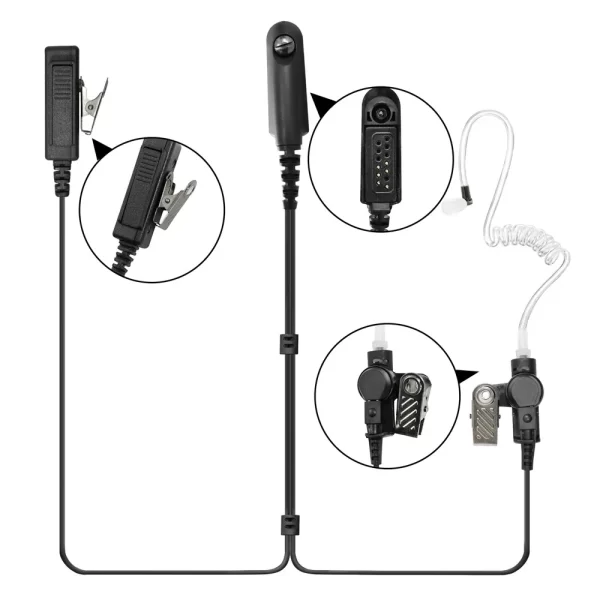 2-Wire Surveillance Acoustic Tube Mic Earpiece For Motorola GP328 GP329 GP338 GP340 HT750 HT1250 HT1250LS