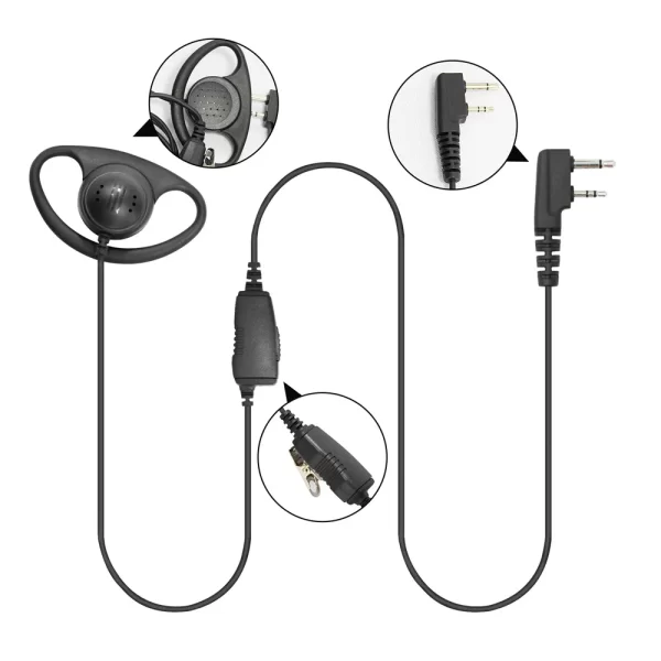 D Shape Ear Hook Earpiece with PTT Mic for ICOM IC-F3011 F4011 F3001 F4001 F1000 F2000 F321 F4210 F3230 Radio