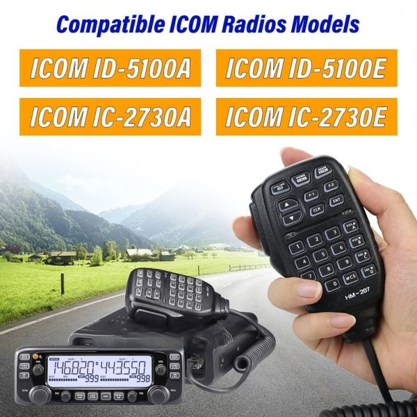 Replacement HM-207 Hand Control Microphone for ICOM IC-2730E ID-5100A ID-5100E IC-2730A Mobile Radios
